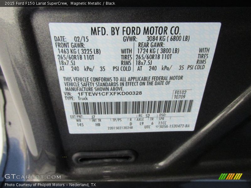 Magnetic Metallic / Black 2015 Ford F150 Lariat SuperCrew