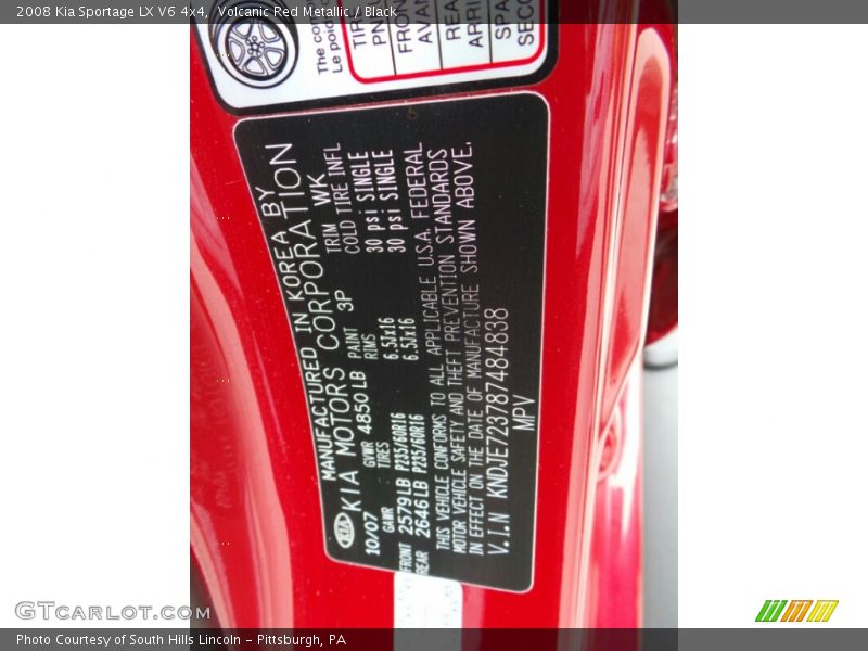 Volcanic Red Metallic / Black 2008 Kia Sportage LX V6 4x4