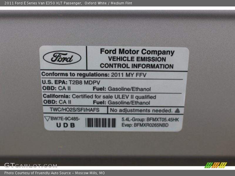 Oxford White / Medium Flint 2011 Ford E Series Van E350 XLT Passenger