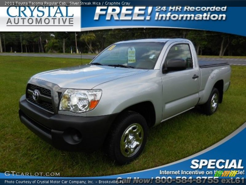 Silver Streak Mica / Graphite Gray 2011 Toyota Tacoma Regular Cab