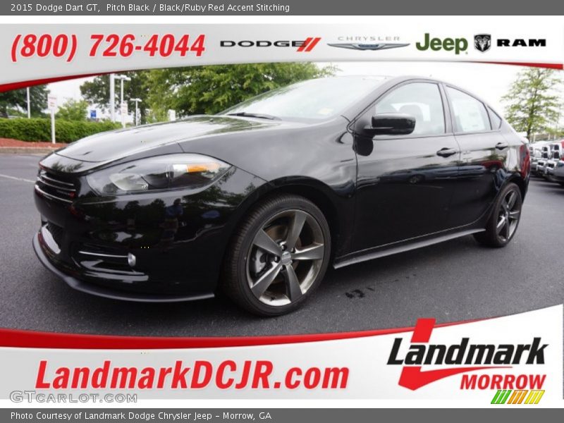 Pitch Black / Black/Ruby Red Accent Stitching 2015 Dodge Dart GT