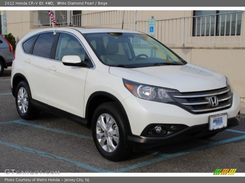 White Diamond Pearl / Beige 2012 Honda CR-V EX 4WD