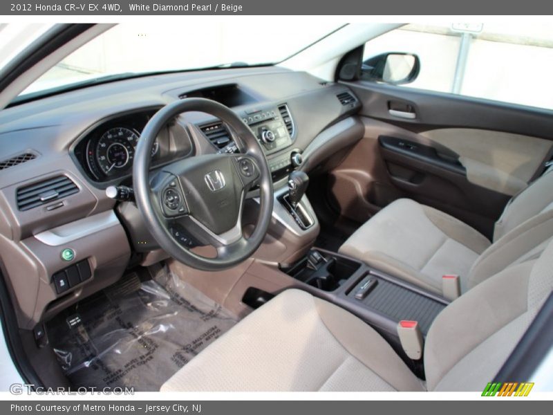 White Diamond Pearl / Beige 2012 Honda CR-V EX 4WD