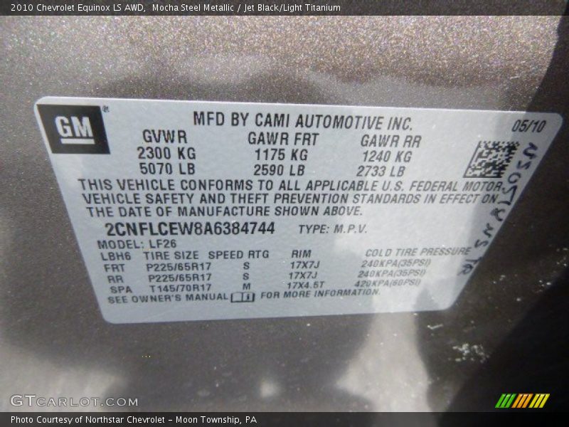 Mocha Steel Metallic / Jet Black/Light Titanium 2010 Chevrolet Equinox LS AWD
