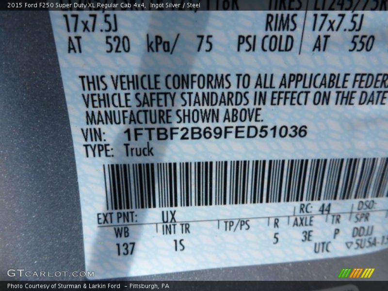 Ingot Silver / Steel 2015 Ford F250 Super Duty XL Regular Cab 4x4