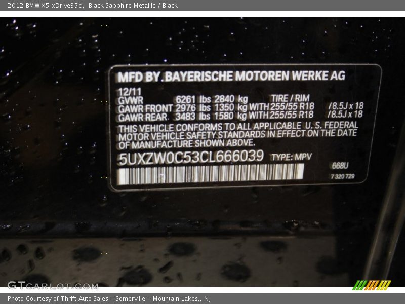 Black Sapphire Metallic / Black 2012 BMW X5 xDrive35d