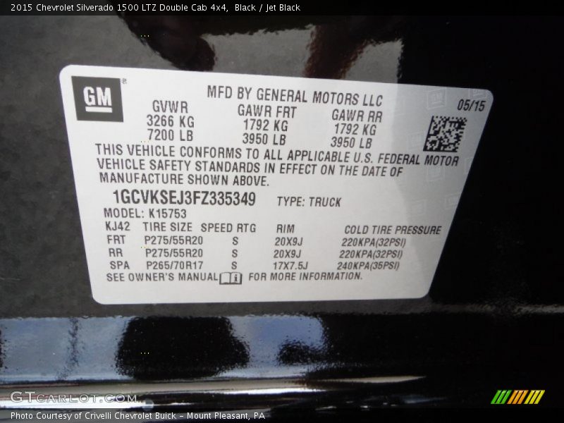 Black / Jet Black 2015 Chevrolet Silverado 1500 LTZ Double Cab 4x4