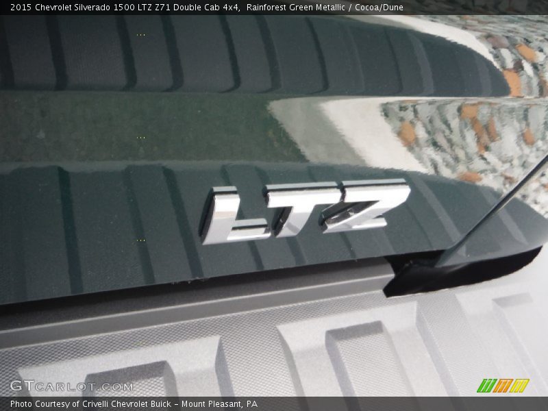 Rainforest Green Metallic / Cocoa/Dune 2015 Chevrolet Silverado 1500 LTZ Z71 Double Cab 4x4