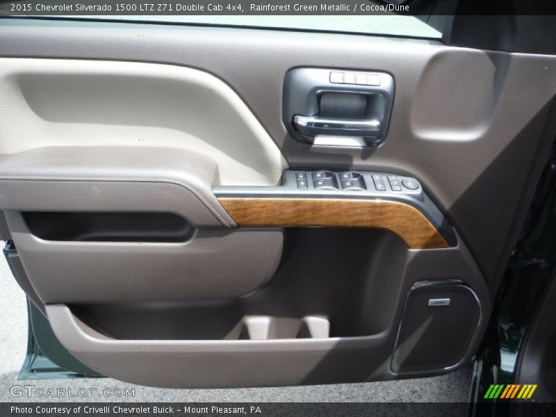 Rainforest Green Metallic / Cocoa/Dune 2015 Chevrolet Silverado 1500 LTZ Z71 Double Cab 4x4