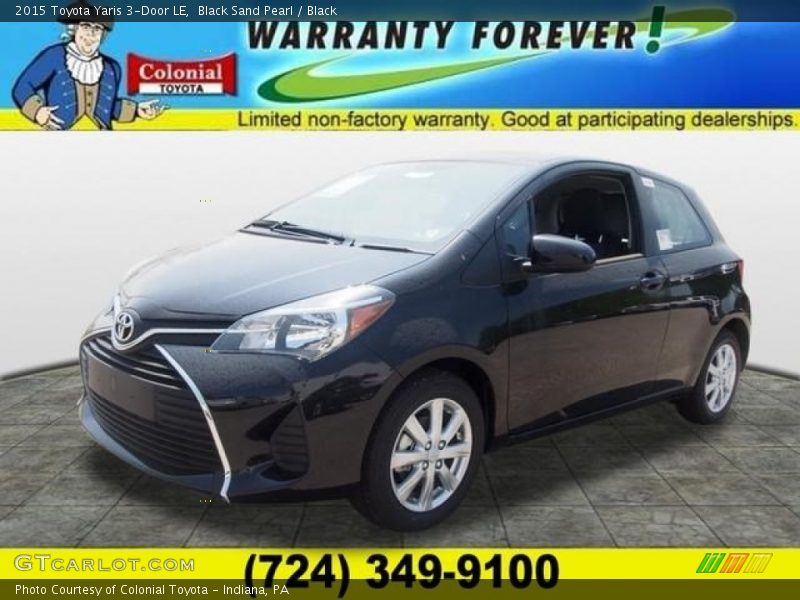 Black Sand Pearl / Black 2015 Toyota Yaris 3-Door LE