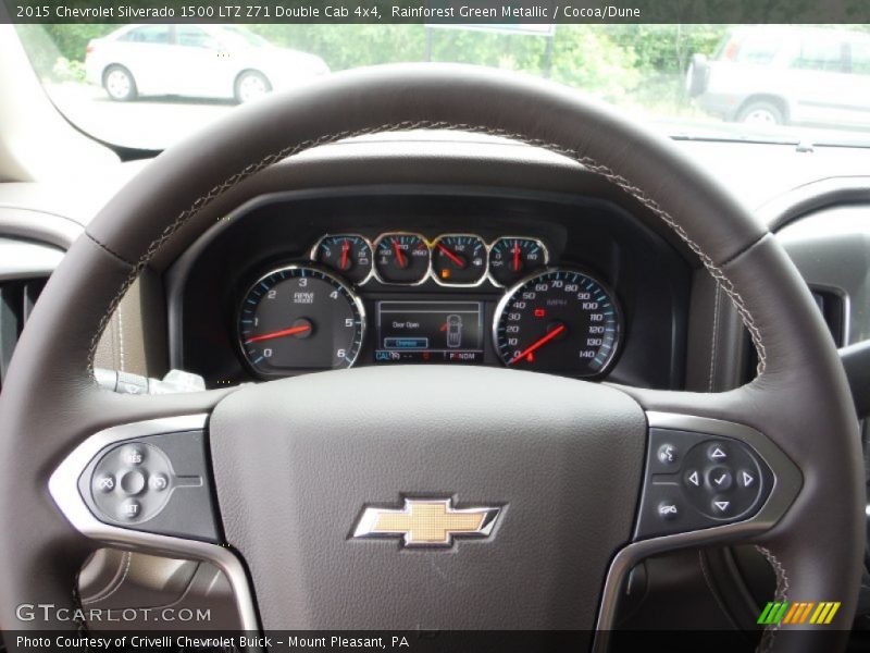 Rainforest Green Metallic / Cocoa/Dune 2015 Chevrolet Silverado 1500 LTZ Z71 Double Cab 4x4