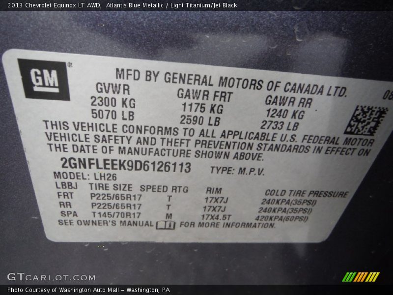 Atlantis Blue Metallic / Light Titanium/Jet Black 2013 Chevrolet Equinox LT AWD