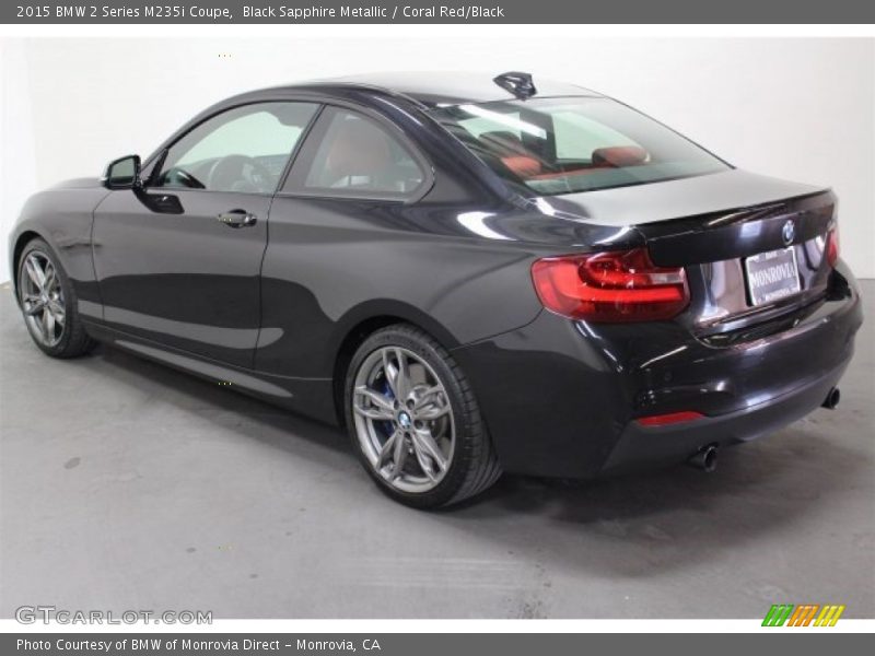 Black Sapphire Metallic / Coral Red/Black 2015 BMW 2 Series M235i Coupe