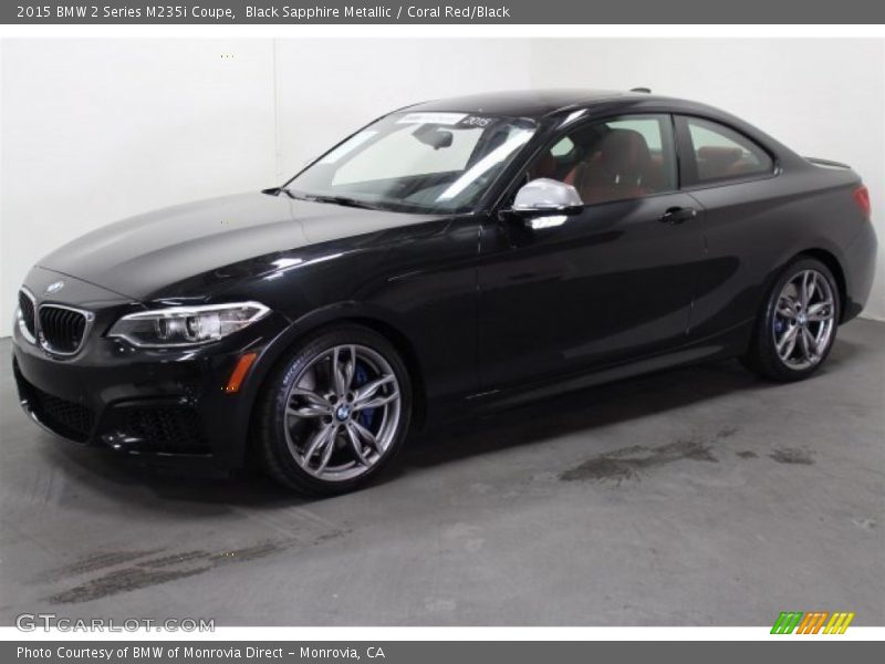 Black Sapphire Metallic / Coral Red/Black 2015 BMW 2 Series M235i Coupe