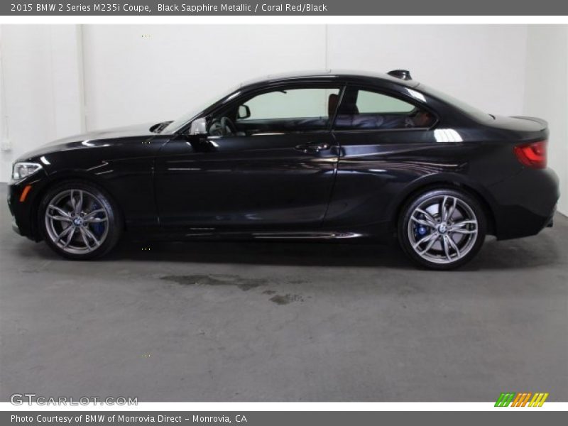 Black Sapphire Metallic / Coral Red/Black 2015 BMW 2 Series M235i Coupe