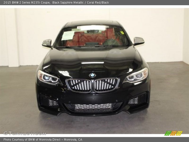 Black Sapphire Metallic / Coral Red/Black 2015 BMW 2 Series M235i Coupe