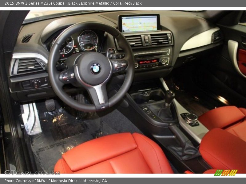 Black Sapphire Metallic / Coral Red/Black 2015 BMW 2 Series M235i Coupe
