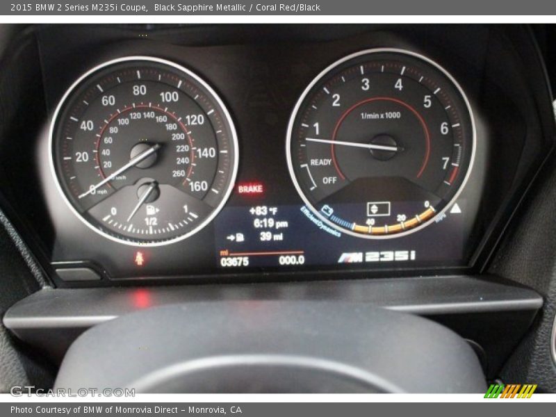 Black Sapphire Metallic / Coral Red/Black 2015 BMW 2 Series M235i Coupe