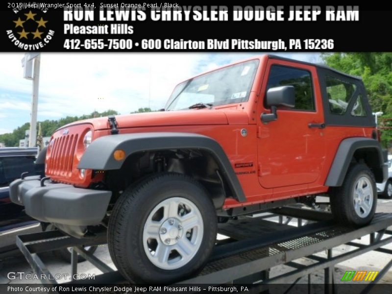 Sunset Orange Pearl / Black 2015 Jeep Wrangler Sport 4x4