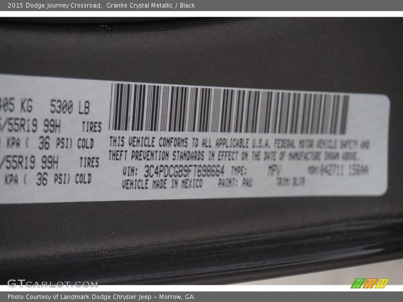 Granite Crystal Metallic / Black 2015 Dodge Journey Crossroad