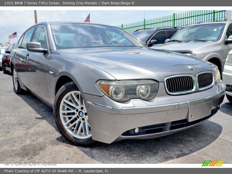 Sterling Grey Metallic / Dark Beige/Beige III 2003 BMW 7 Series 745Li Sedan