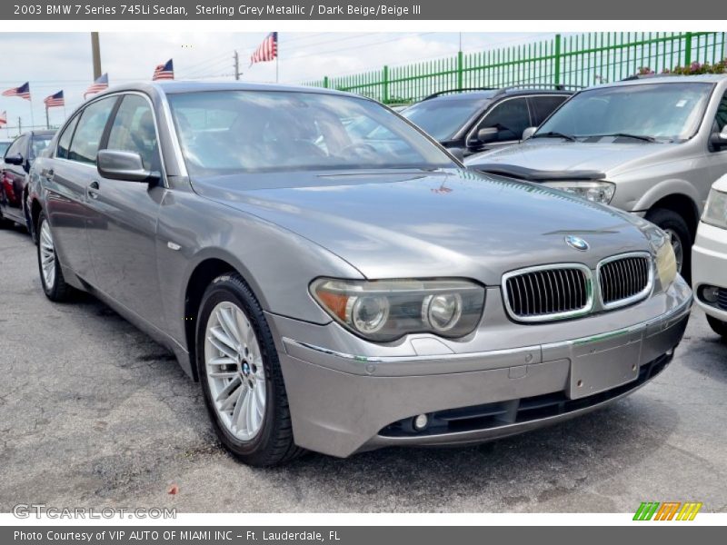 Sterling Grey Metallic / Dark Beige/Beige III 2003 BMW 7 Series 745Li Sedan