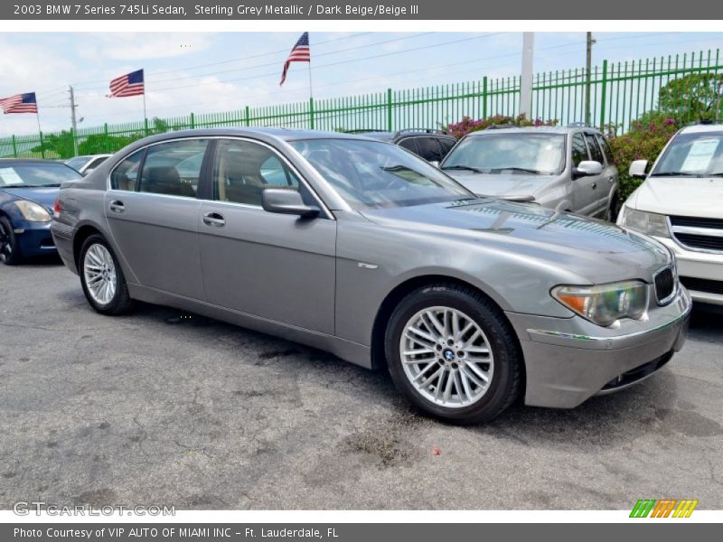 Sterling Grey Metallic / Dark Beige/Beige III 2003 BMW 7 Series 745Li Sedan