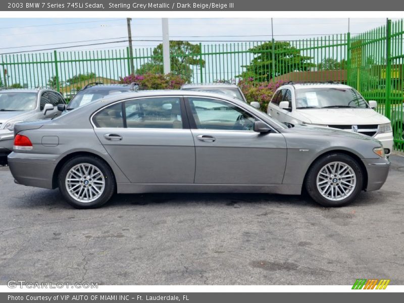 Sterling Grey Metallic / Dark Beige/Beige III 2003 BMW 7 Series 745Li Sedan