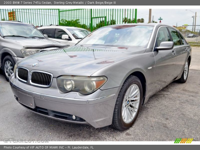 Sterling Grey Metallic / Dark Beige/Beige III 2003 BMW 7 Series 745Li Sedan