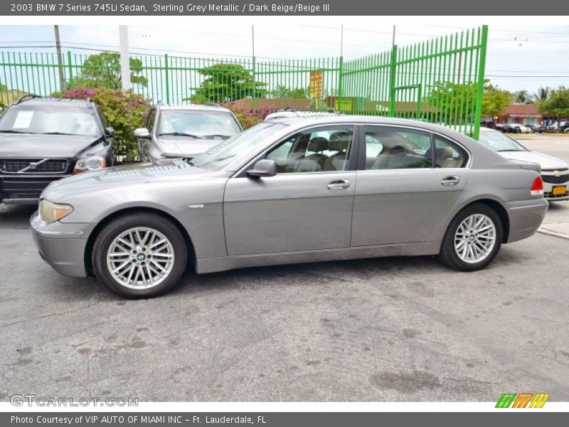 Sterling Grey Metallic / Dark Beige/Beige III 2003 BMW 7 Series 745Li Sedan