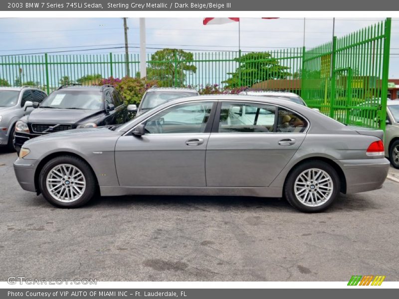 Sterling Grey Metallic / Dark Beige/Beige III 2003 BMW 7 Series 745Li Sedan