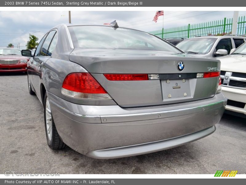 Sterling Grey Metallic / Dark Beige/Beige III 2003 BMW 7 Series 745Li Sedan