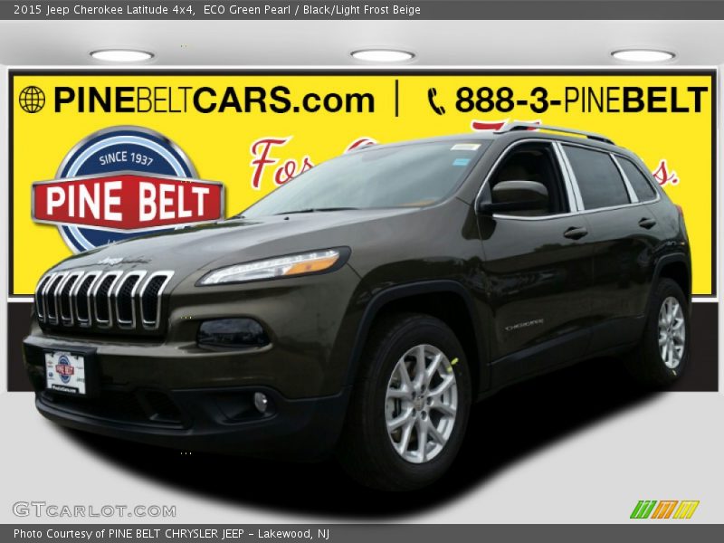 ECO Green Pearl / Black/Light Frost Beige 2015 Jeep Cherokee Latitude 4x4