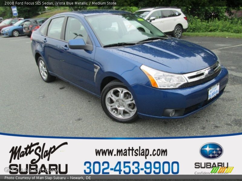 Vista Blue Metallic / Medium Stone 2008 Ford Focus SES Sedan