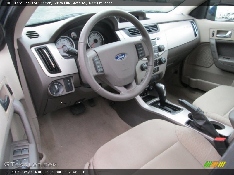 Vista Blue Metallic / Medium Stone 2008 Ford Focus SES Sedan