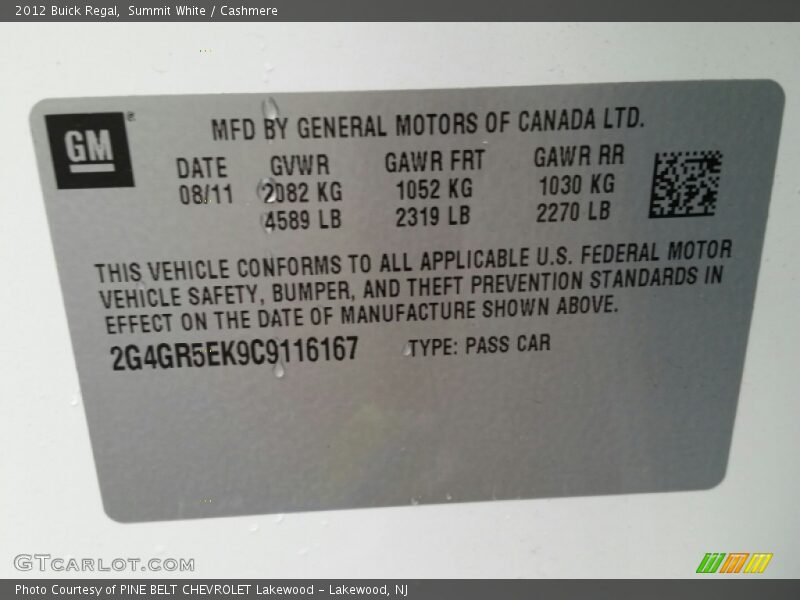 Summit White / Cashmere 2012 Buick Regal