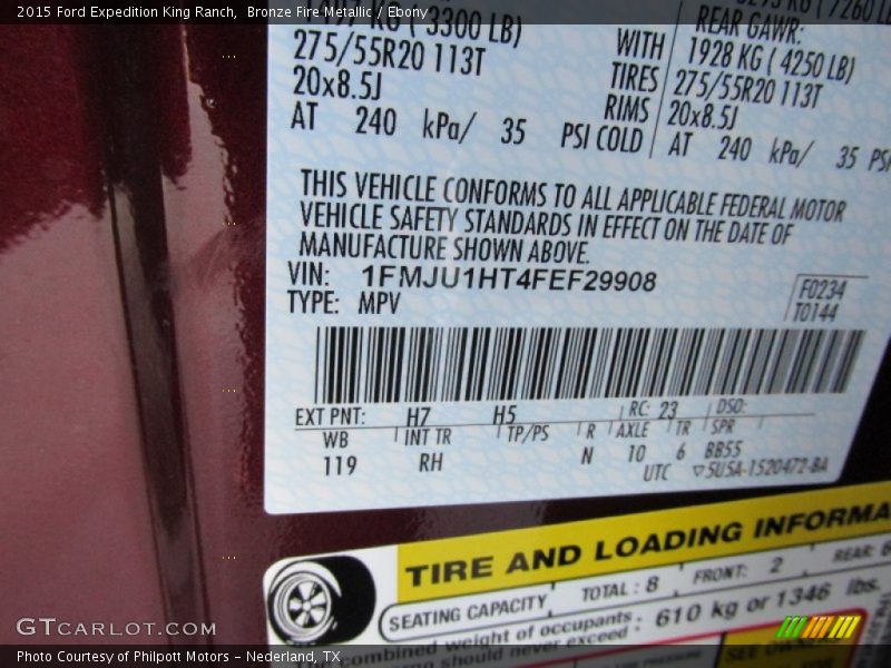 Bronze Fire Metallic / Ebony 2015 Ford Expedition King Ranch