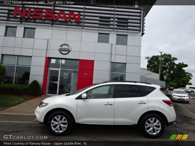 Pearl White / Beige 2012 Nissan Murano SL AWD