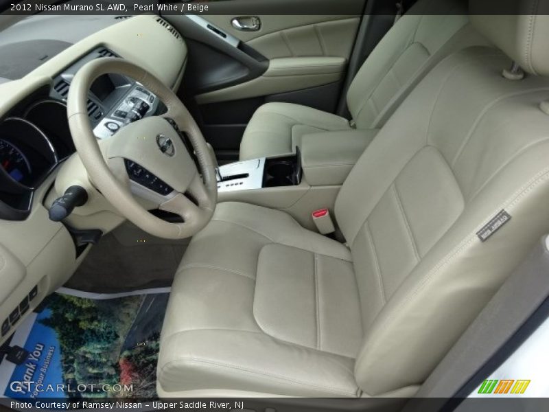 Pearl White / Beige 2012 Nissan Murano SL AWD