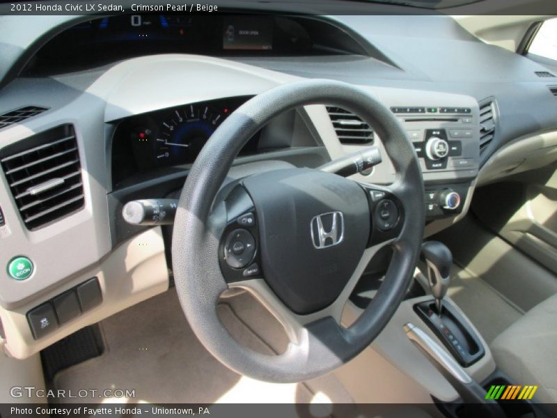 Crimson Pearl / Beige 2012 Honda Civic LX Sedan