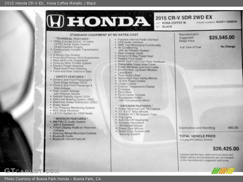 Kona Coffee Metallic / Black 2015 Honda CR-V EX
