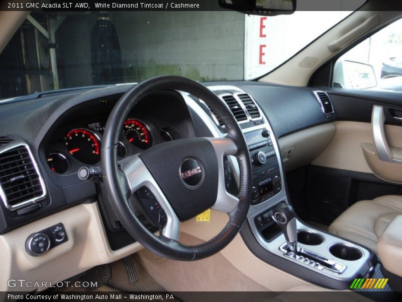 White Diamond Tintcoat / Cashmere 2011 GMC Acadia SLT AWD