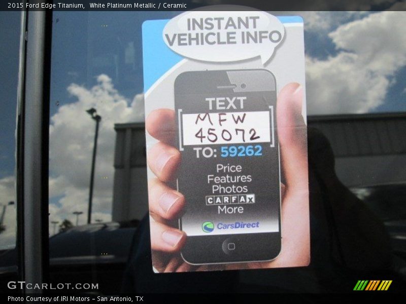 White Platinum Metallic / Ceramic 2015 Ford Edge Titanium