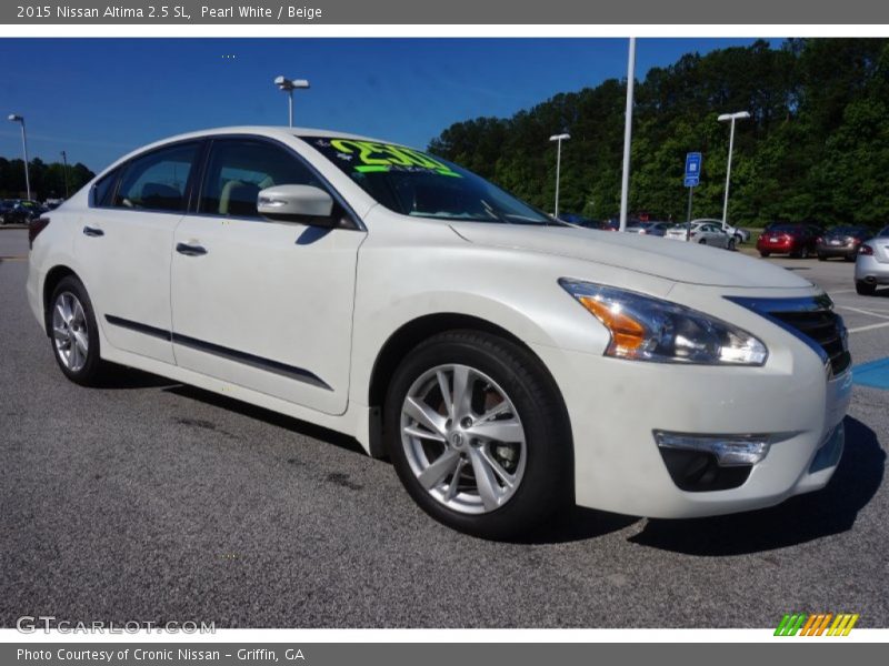 Pearl White / Beige 2015 Nissan Altima 2.5 SL