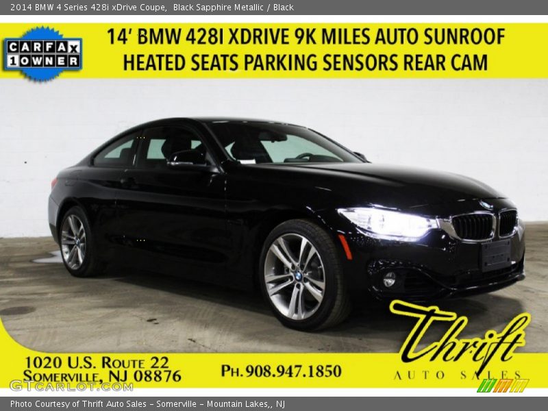 Black Sapphire Metallic / Black 2014 BMW 4 Series 428i xDrive Coupe