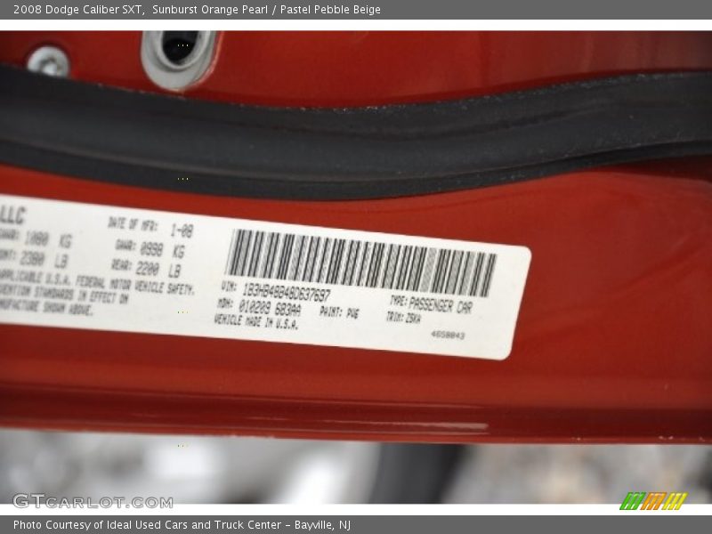 Sunburst Orange Pearl / Pastel Pebble Beige 2008 Dodge Caliber SXT