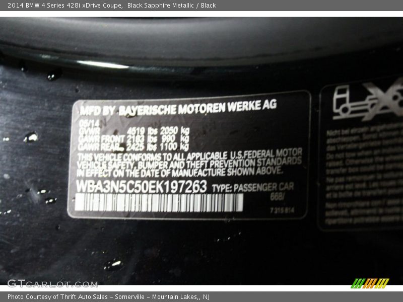 Black Sapphire Metallic / Black 2014 BMW 4 Series 428i xDrive Coupe