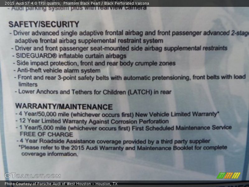 Phantom Black Pearl / Black Perforated Valcona 2015 Audi S7 4.0 TFSI quattro