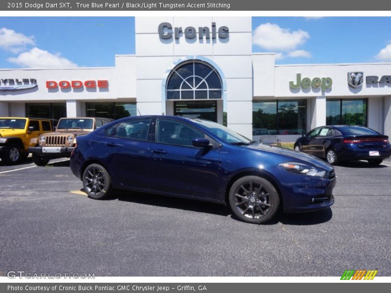 True Blue Pearl / Black/Light Tungsten Accent Stitching 2015 Dodge Dart SXT