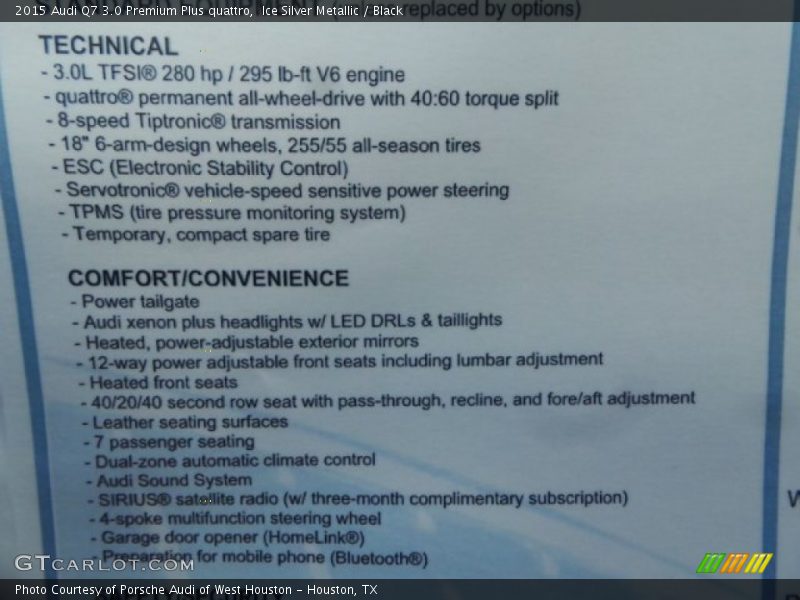 Ice Silver Metallic / Black 2015 Audi Q7 3.0 Premium Plus quattro